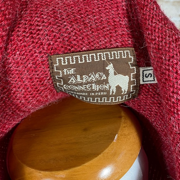 Alpaca Connection Hoodie Sweater Jacket Women’s Size S Full Zip Red / Multi - Picture 4 of 4